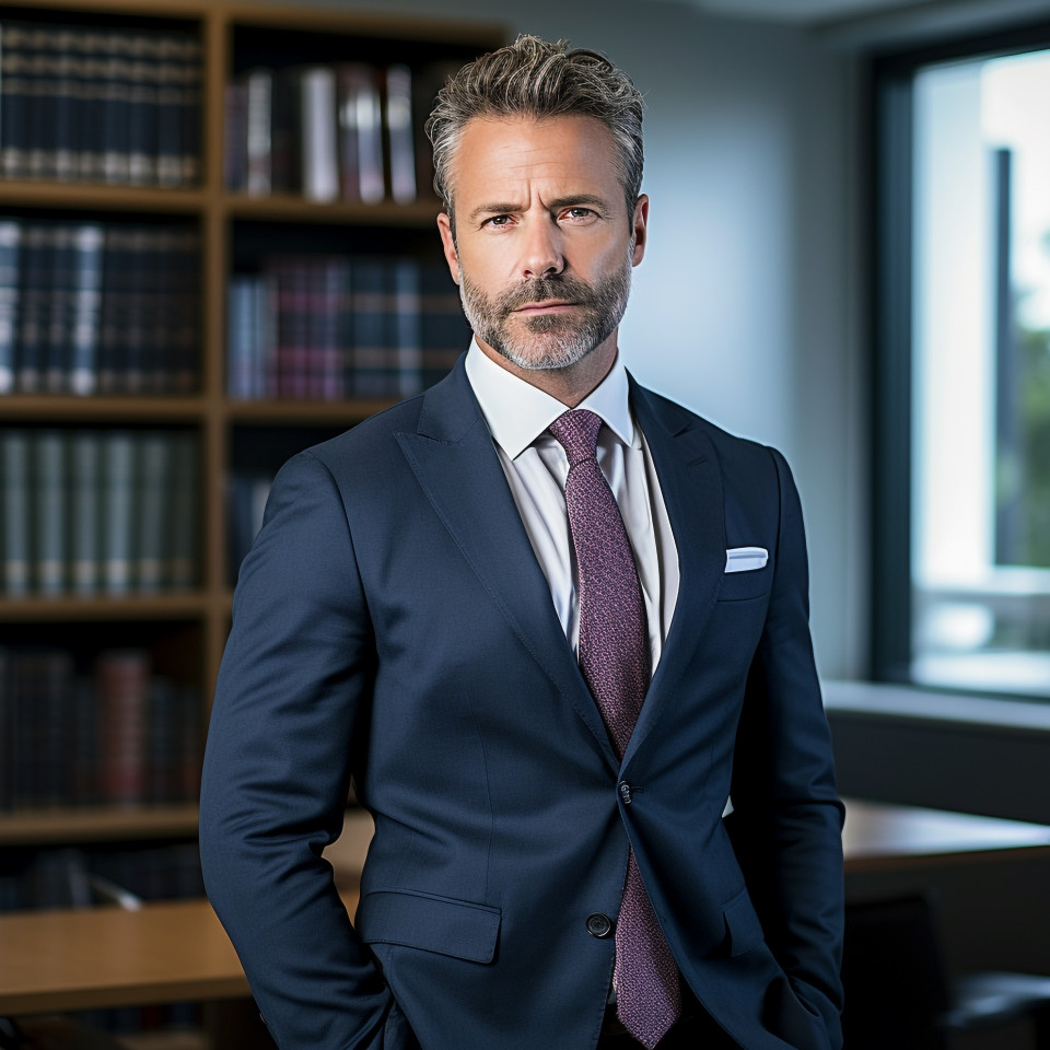 Winning lawyer plans case in sleek office