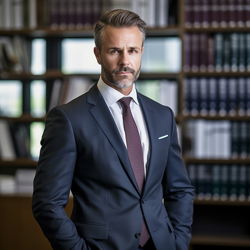 Winning lawyer plans case in sleek office