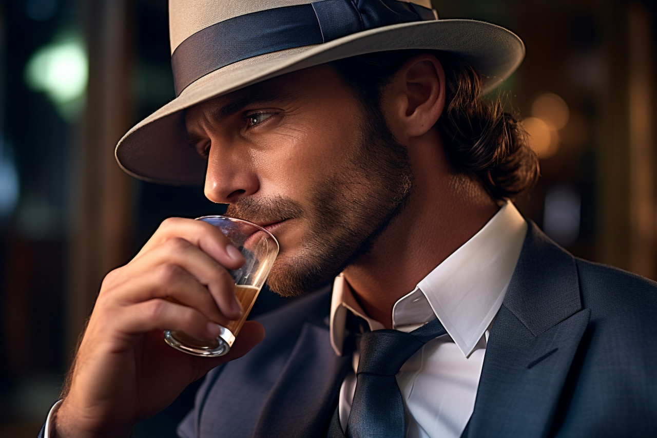 Stylish man enjoys a refreshing moscow mule