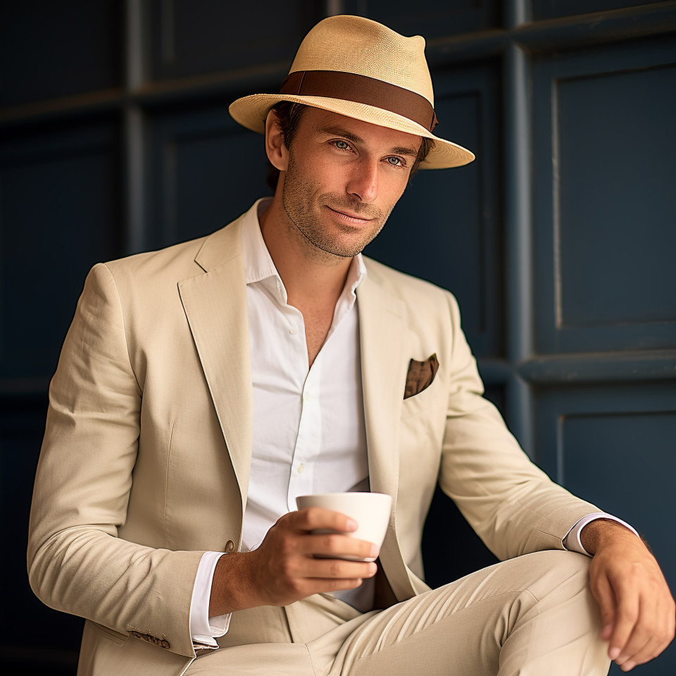 Stylish man enjoying a cappuccino