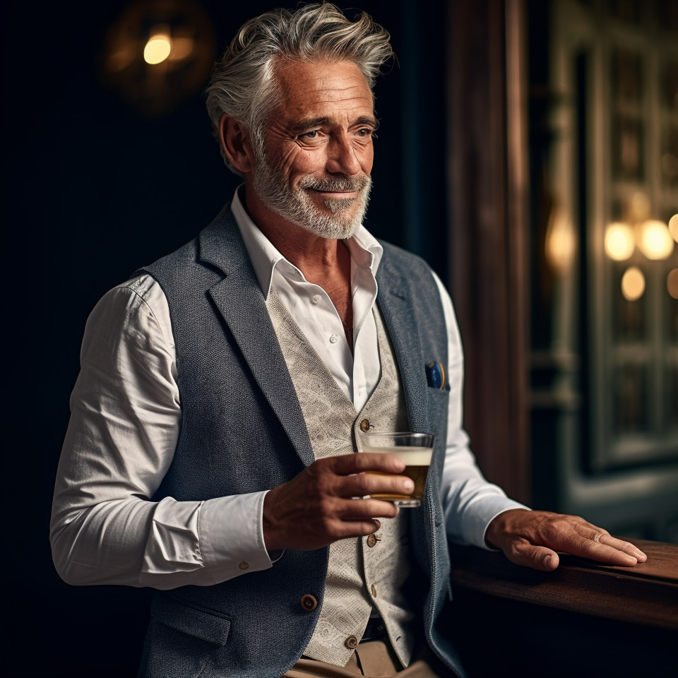 Stylish man enjoying a cappuccino