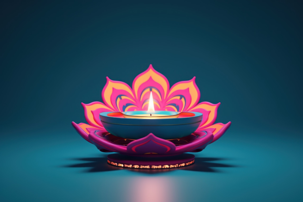 3d animation of a glowing devi diya