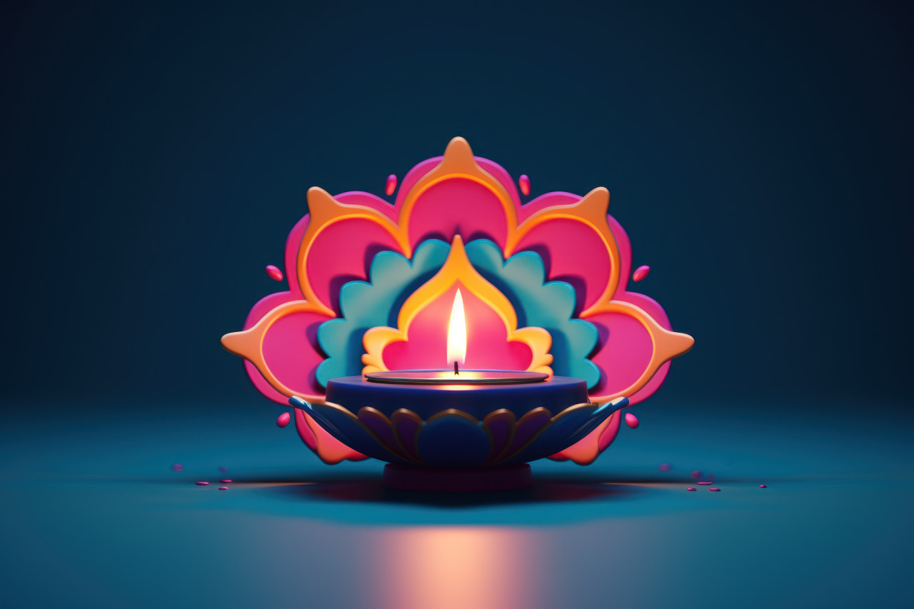 3d animation of a glowing devi diya