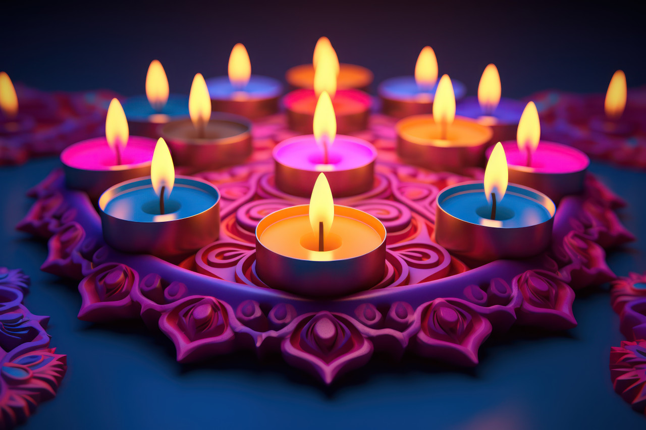 Diwali background with diya candles