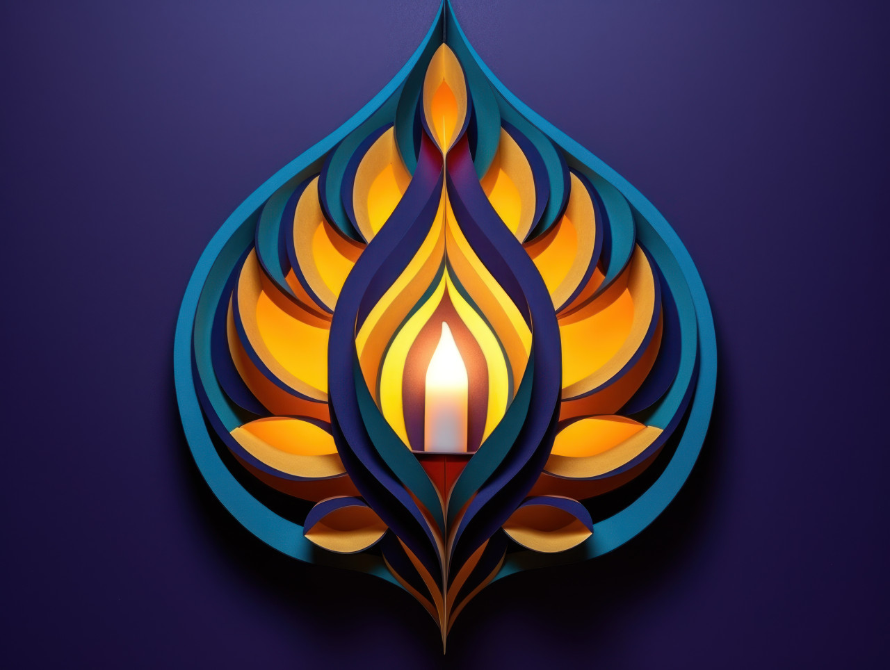 Diya lamps on a navy blue background