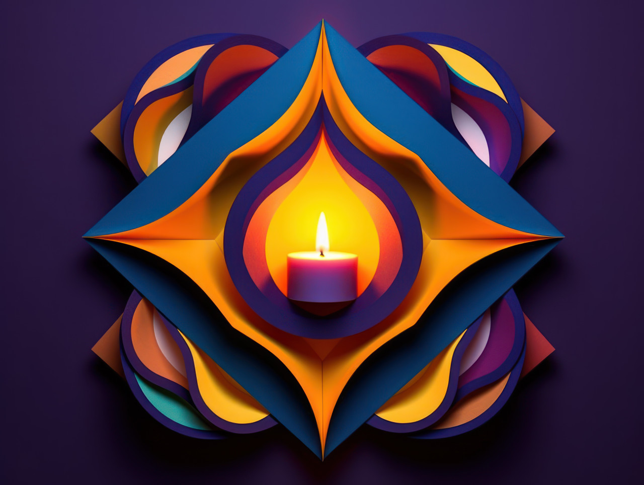 Diya lamps on a navy blue background