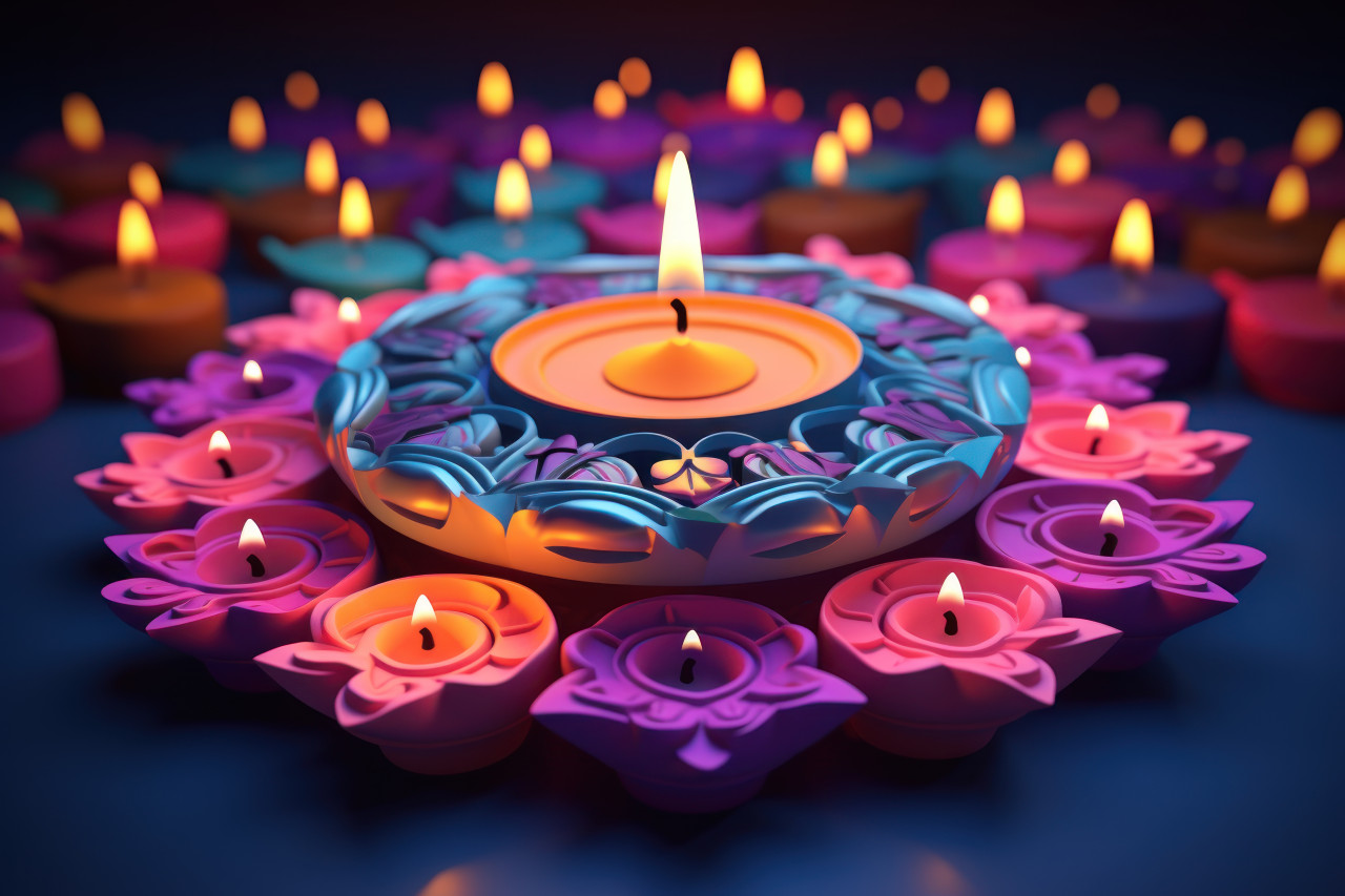 Diwali background with diya candles