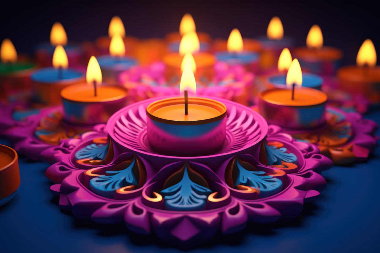 Diwali background with diya candles