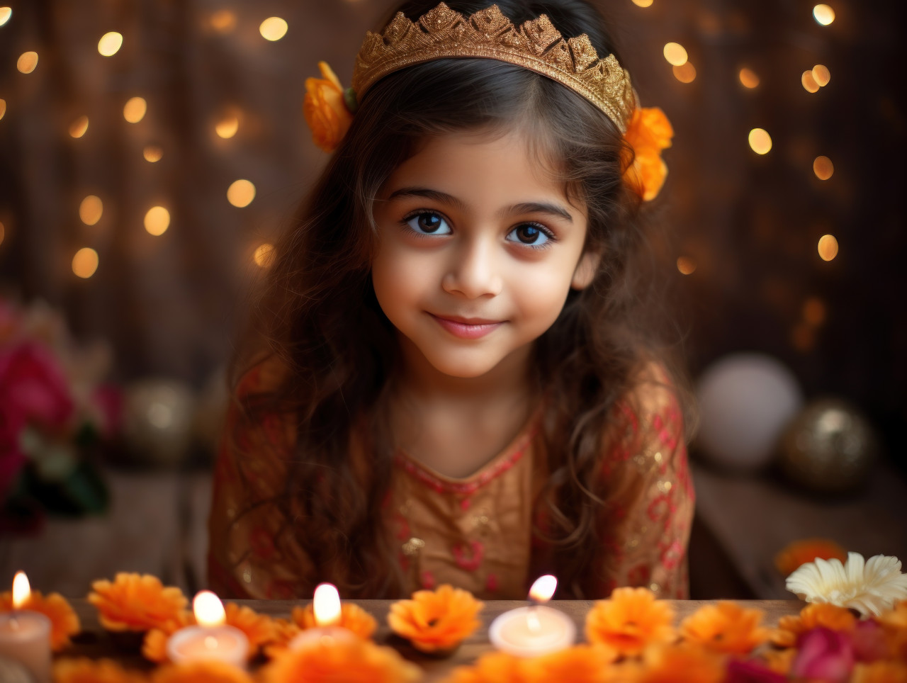 Celebrate the festival of lights with beautiful young girl