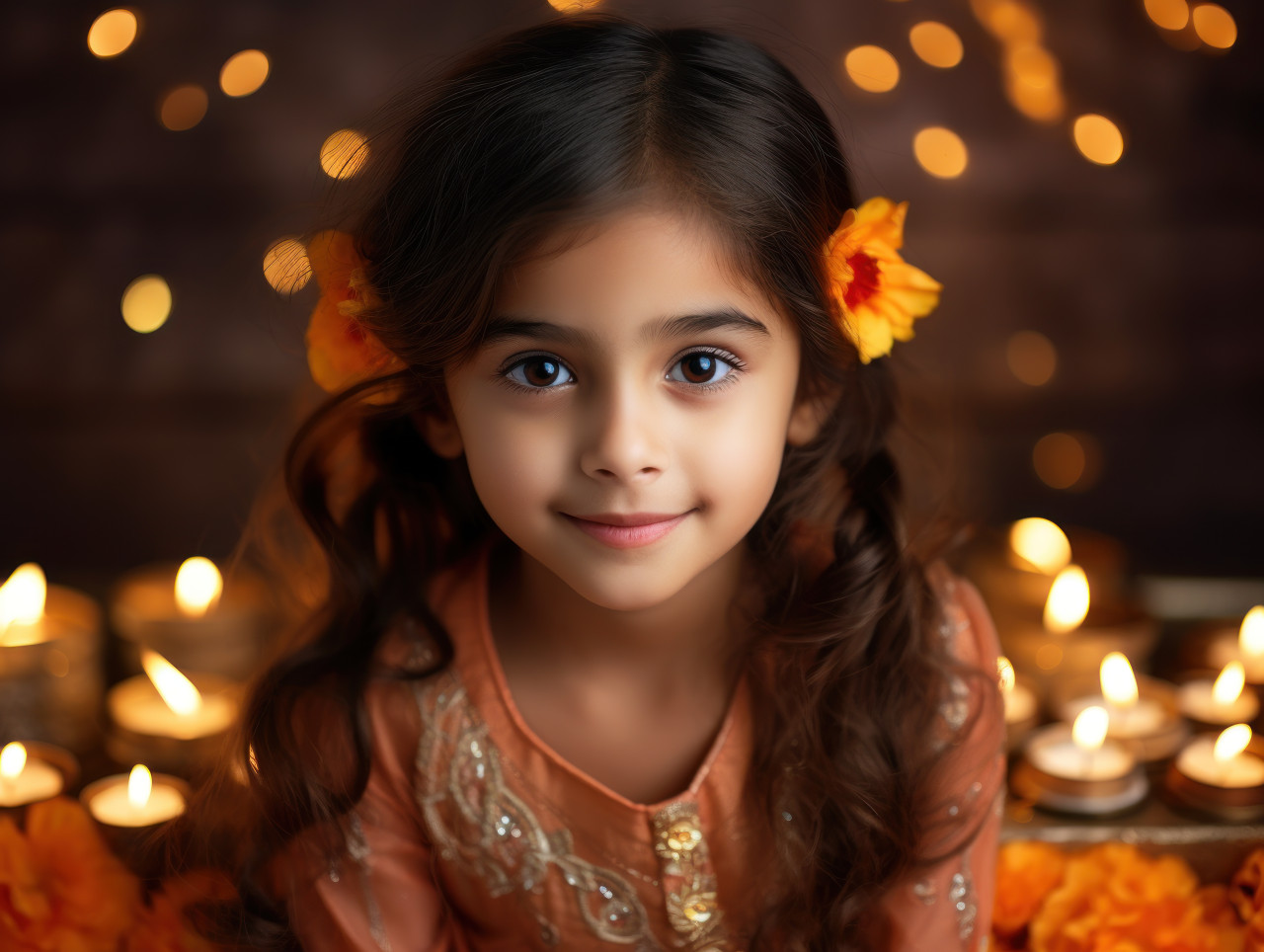 Celebrate the festival of lights with beautiful young girl