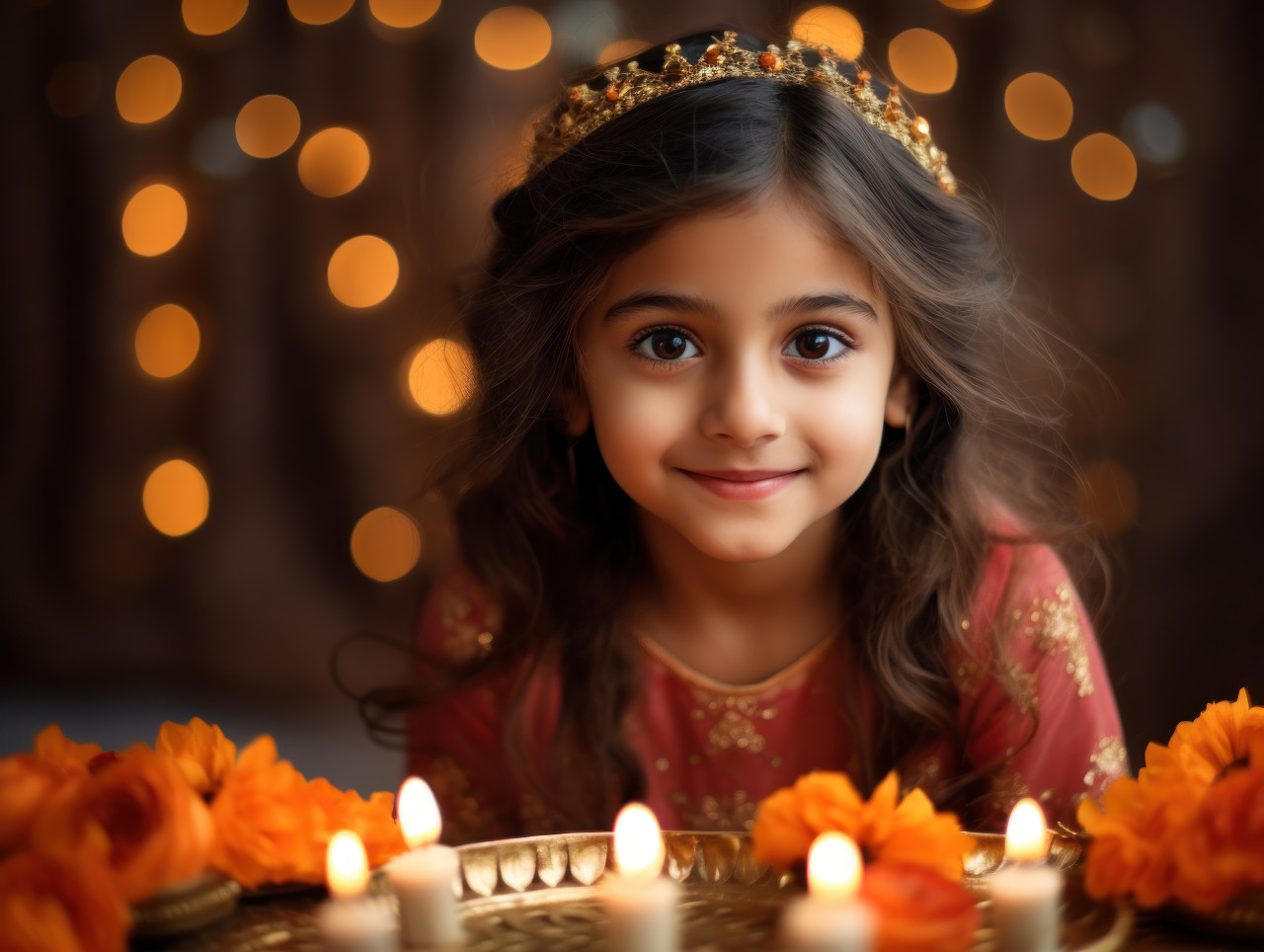 Celebrate the festival of lights with beautiful young girl