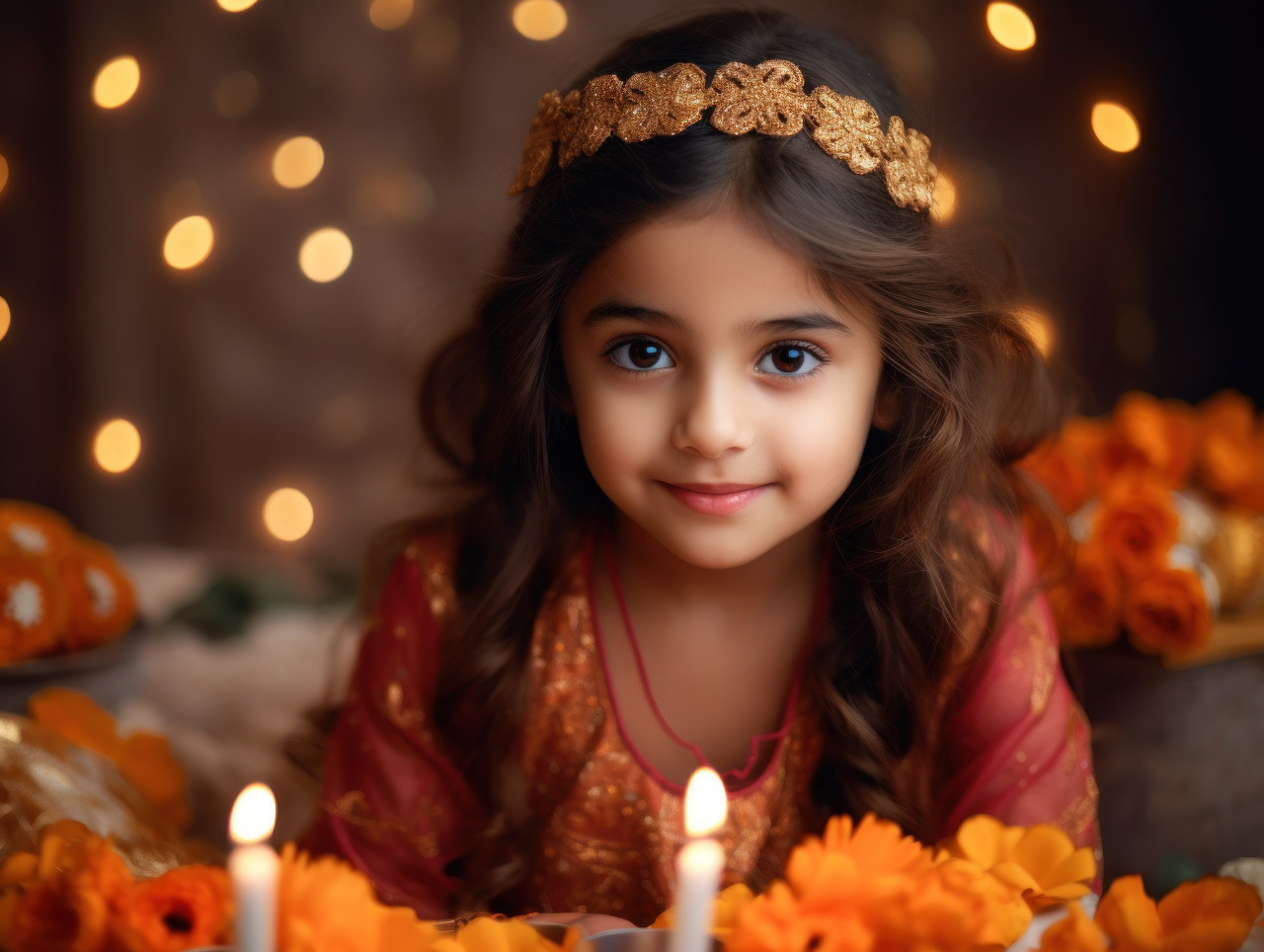 Celebrate the festival of lights with beautiful young girl
