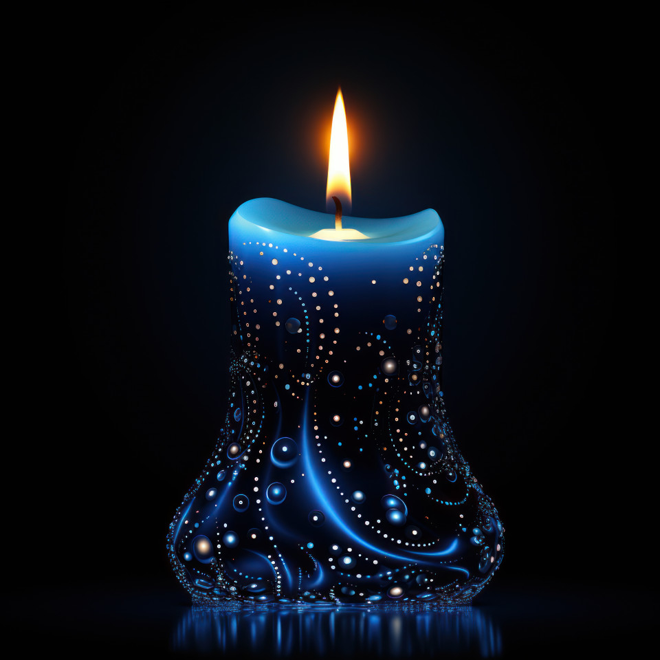 Blue candlestick in dark background