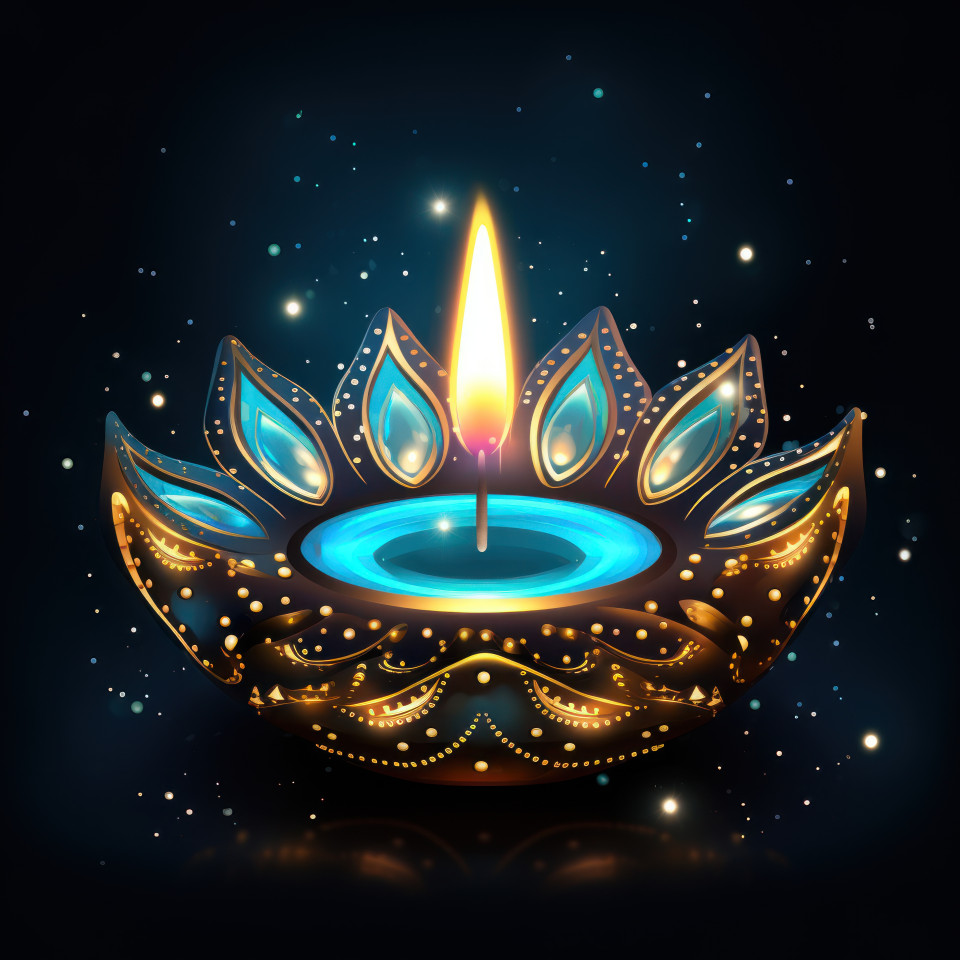 Diwali celebrations with the warm glow of traditional diya candles