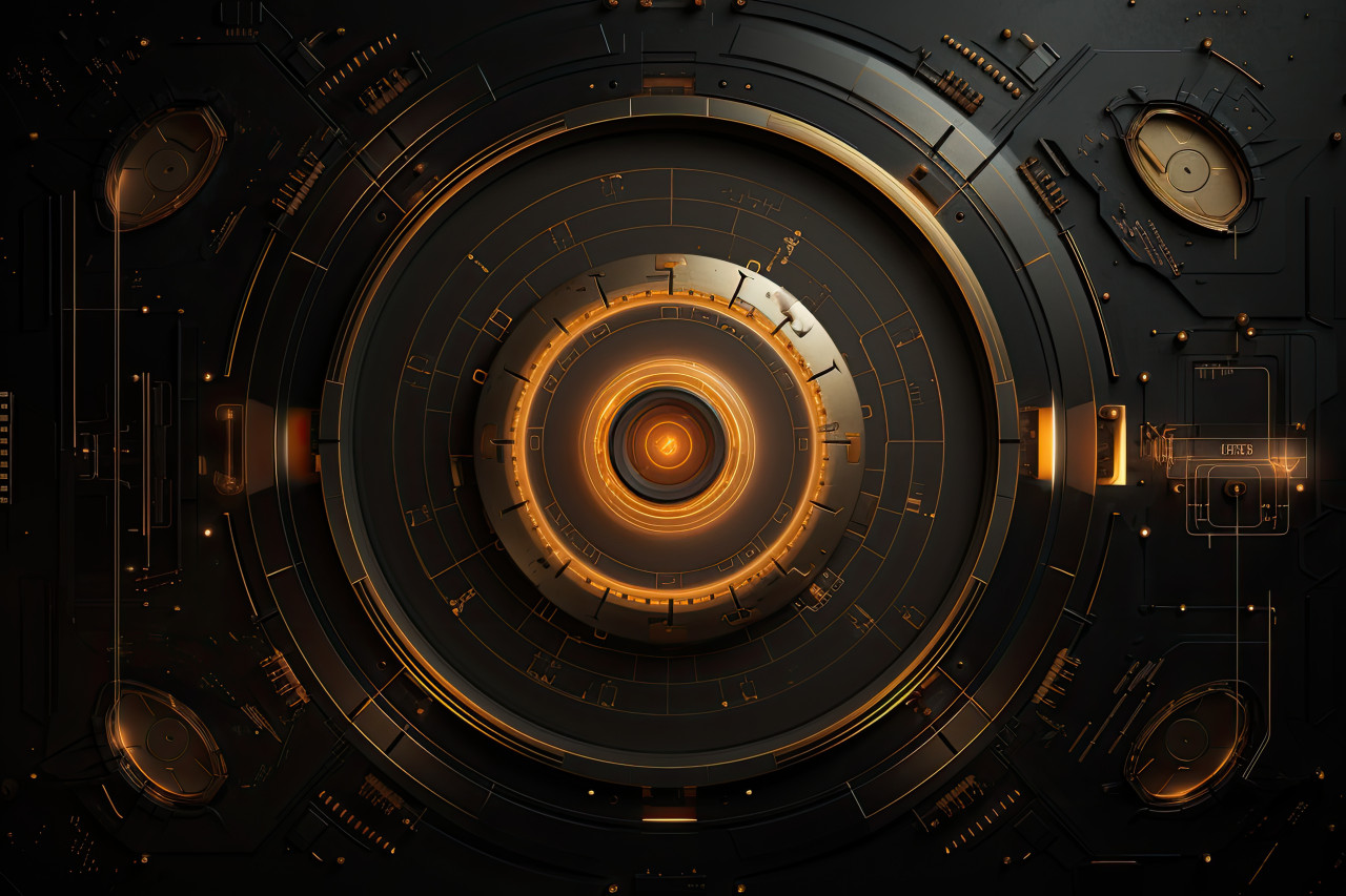 Golden circle glow on a black background