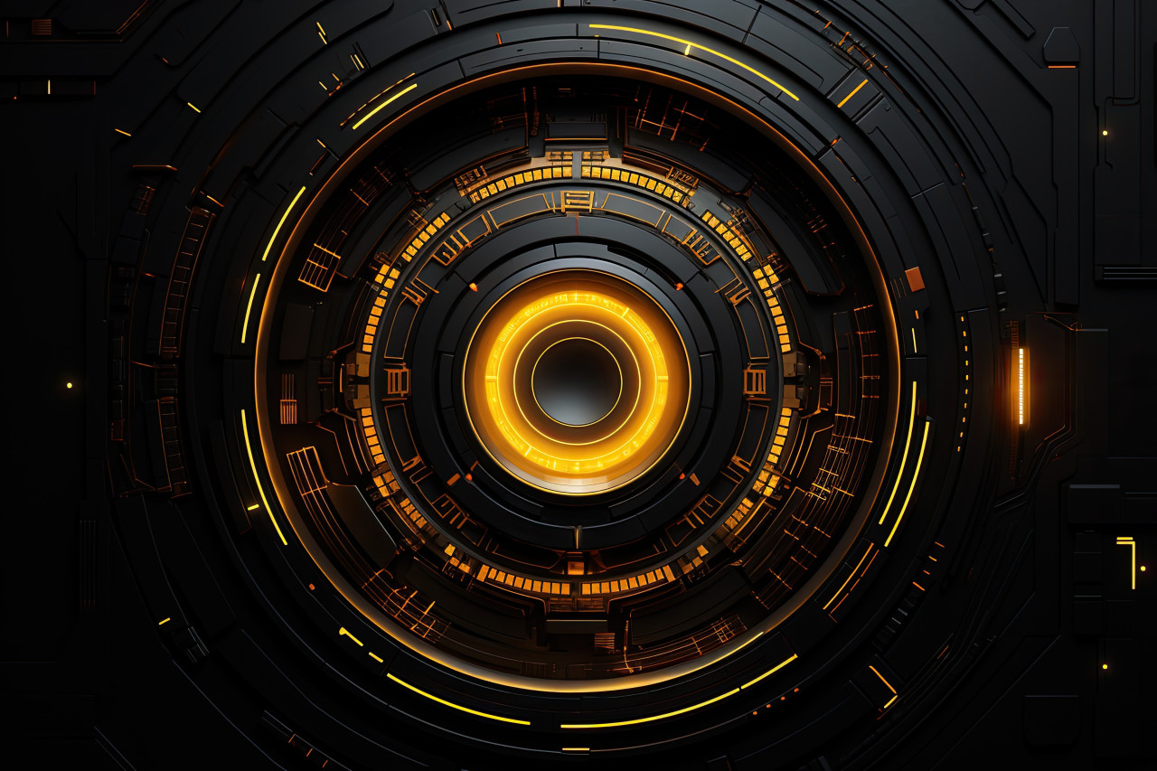 Golden circle glow on a black background