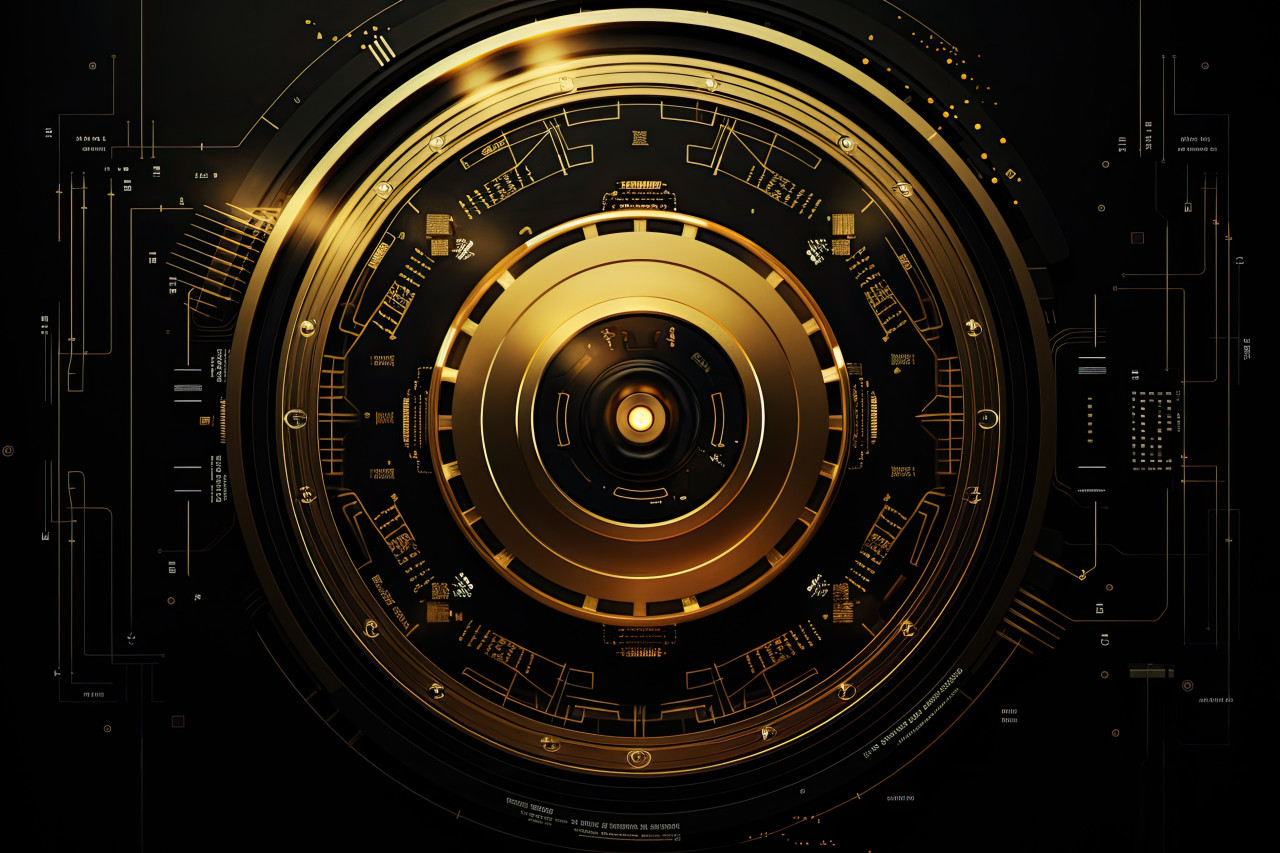 Golden circle glow on a black background