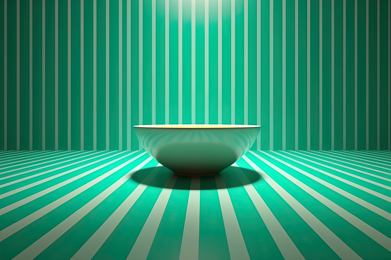 Turquoise bowl on glass wall matte finish