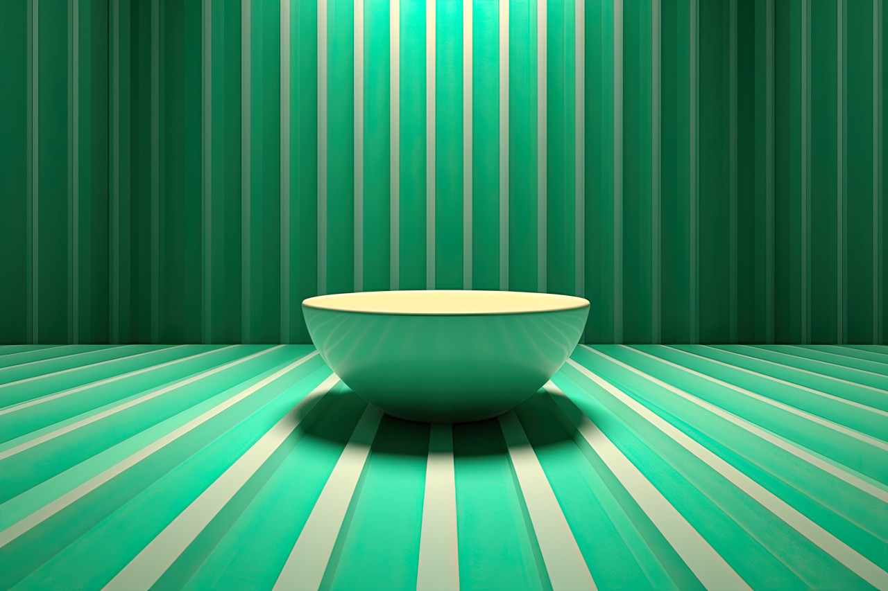 Turquoise bowl on glass wall matte finish