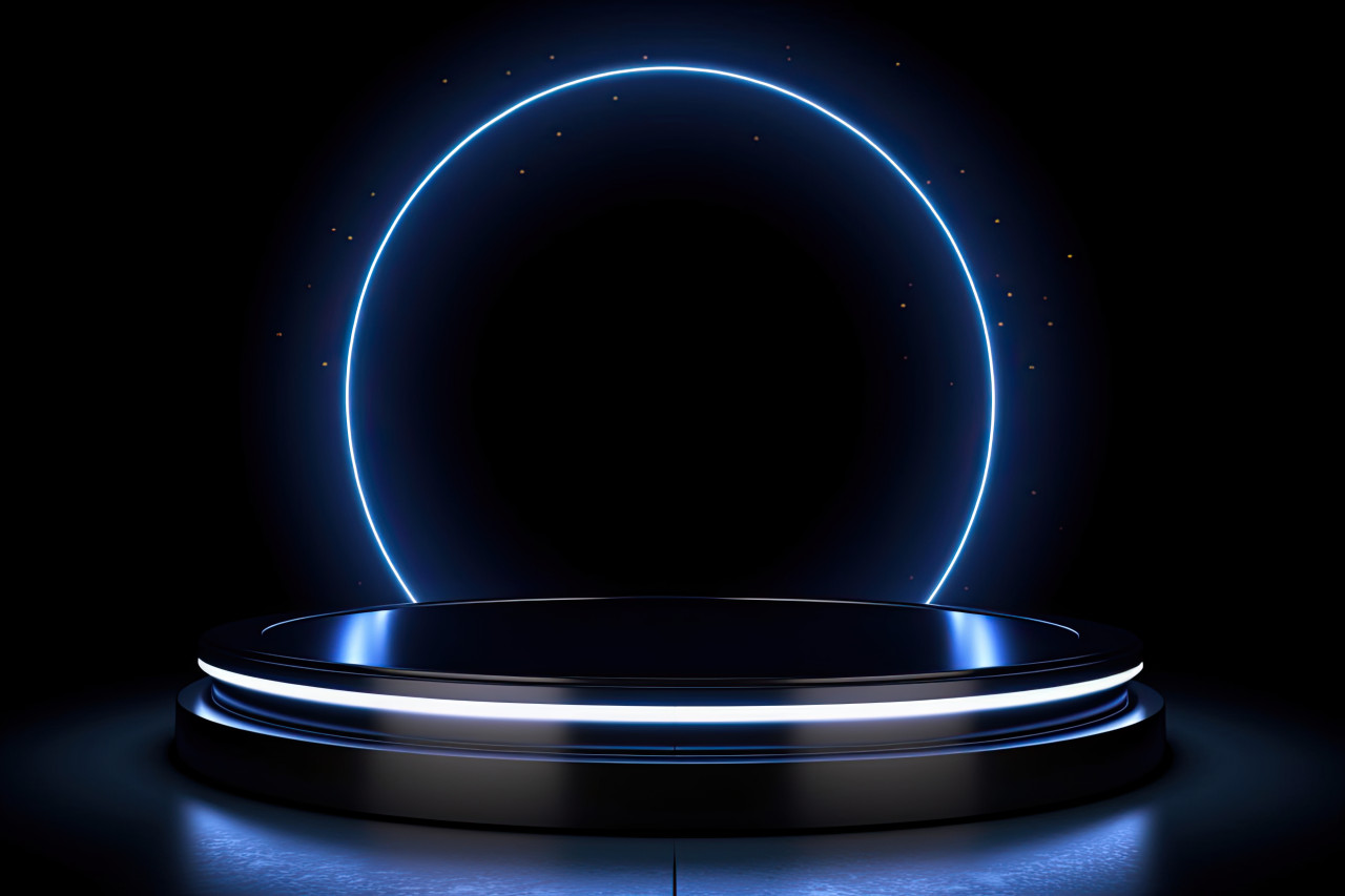 A circular podium with light