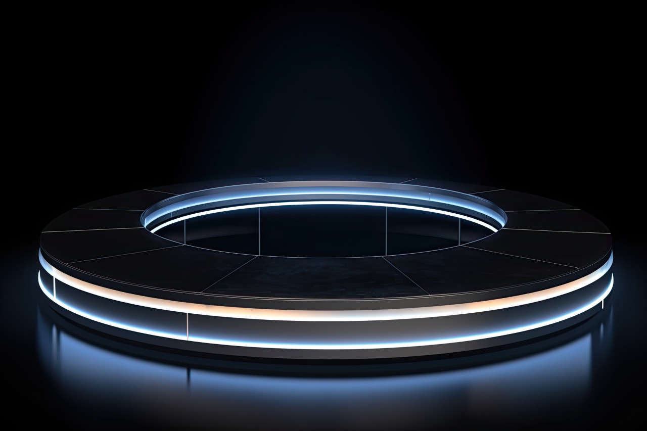 A circular podium with light