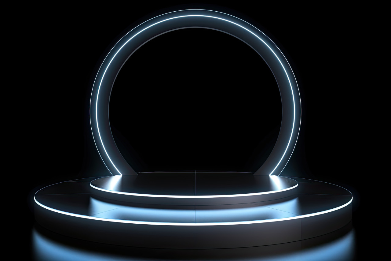 A circular podium with light