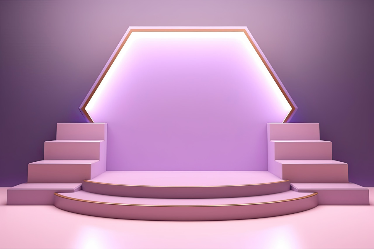 A simple podium in purple with small lights