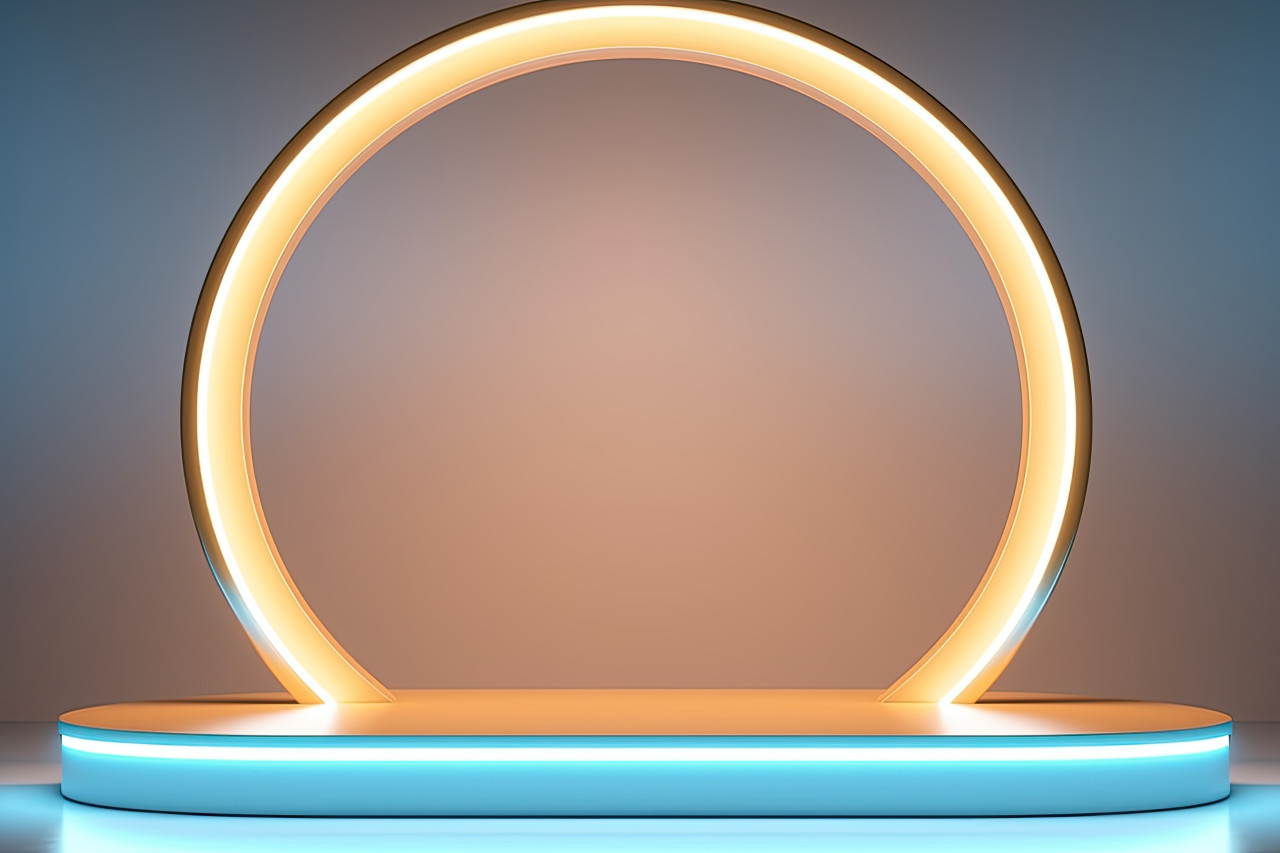This is a round platform with a glowing circle