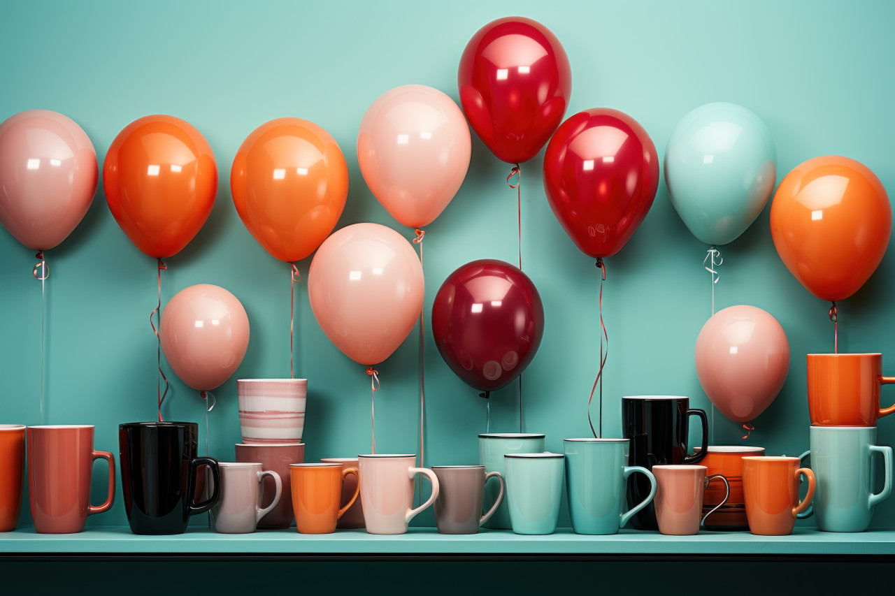 A collection of vibrant mugs holding flavorful hot beverages