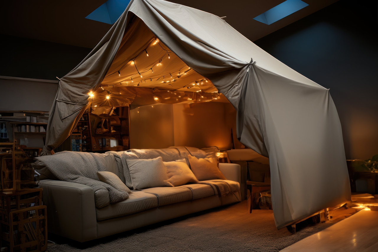 The magic of a living room blanket fort