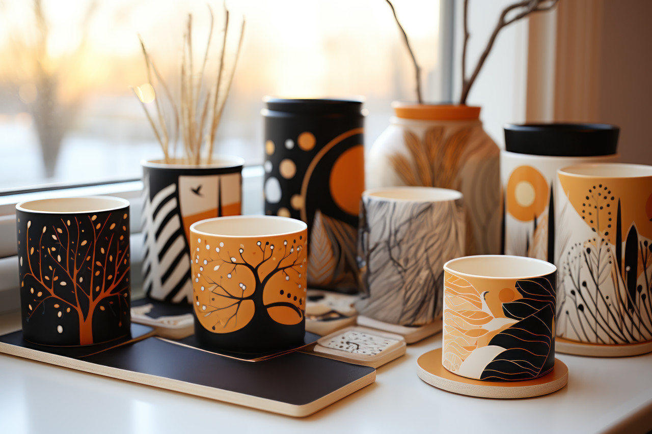 The elevate your tea time with a set of hygge coasters featuring stylish designs