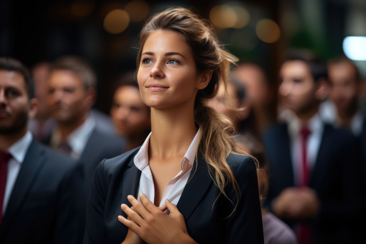 Employee receives award amidst cheers and applause from colleagues, employee appreciation day images