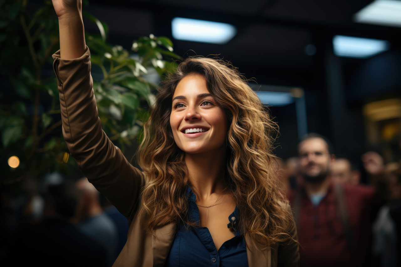 Colleagues share high fives in a casual office setting, employee appreciation day images
