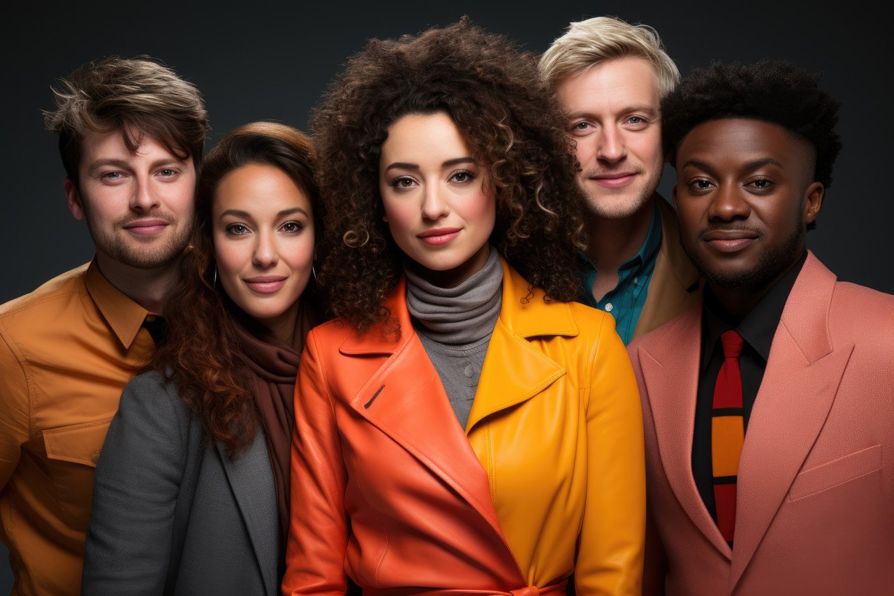 Diverse employees unite in a harmonious workplace environment, recognition and reward images