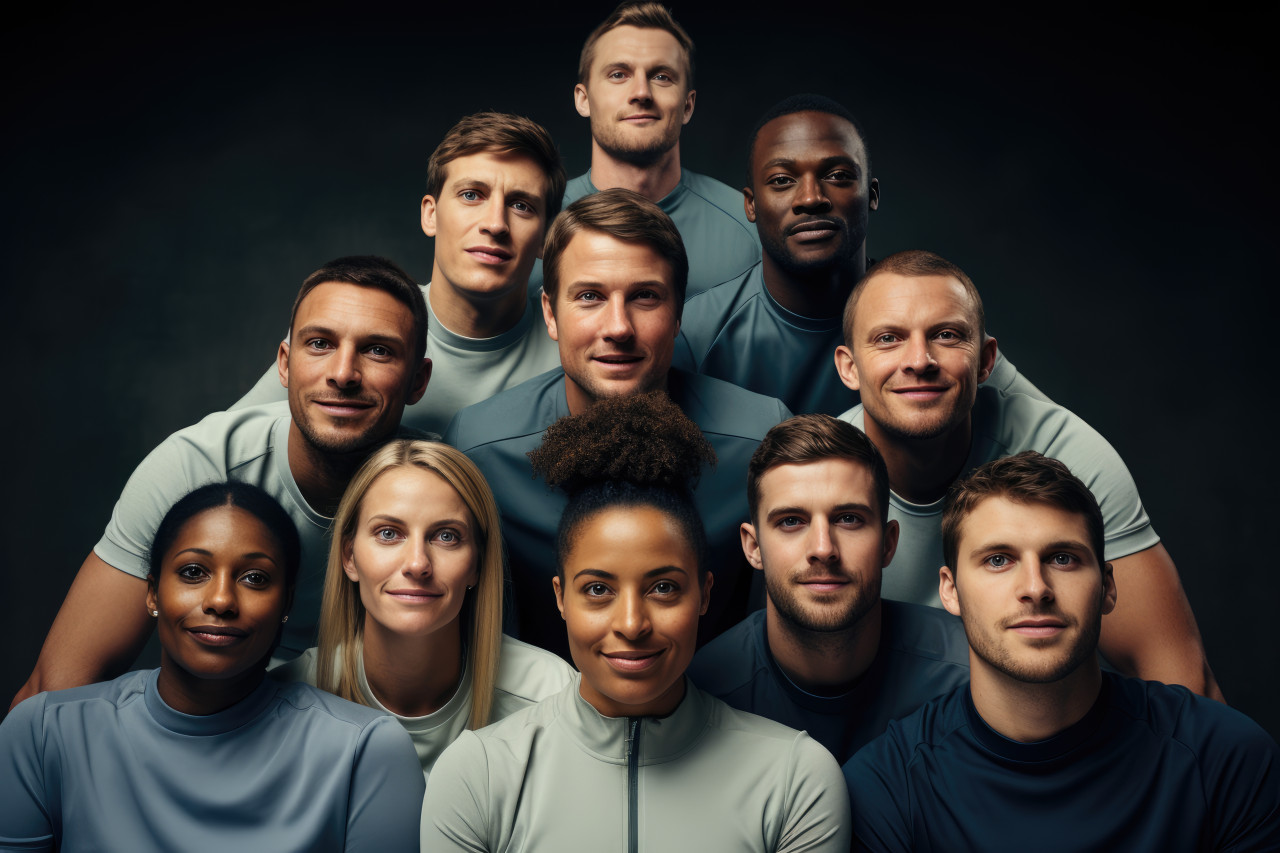 Team forms human pyramid showcasing the power of collective support, employee appreciation day images