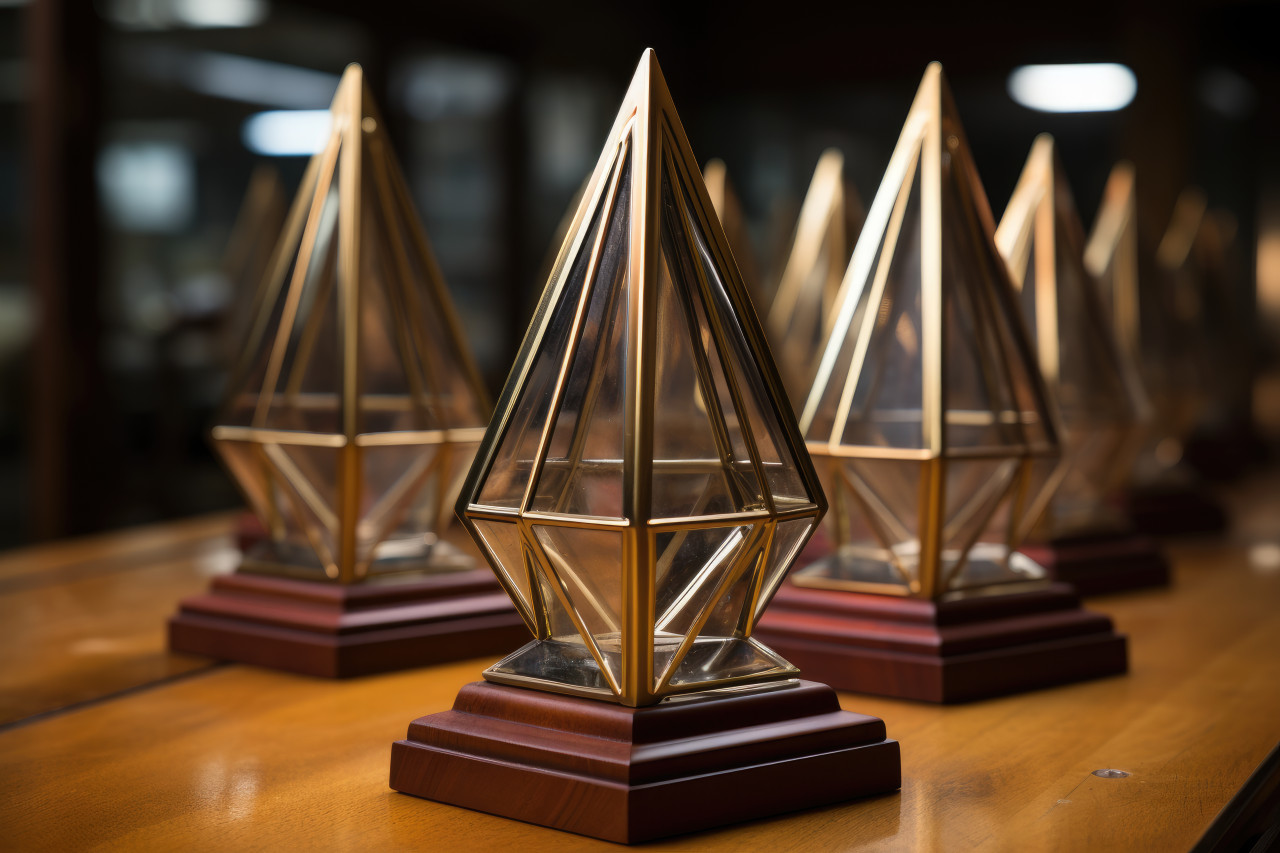 Close up of customized plaques celebrating employee success, employee appreciation day images