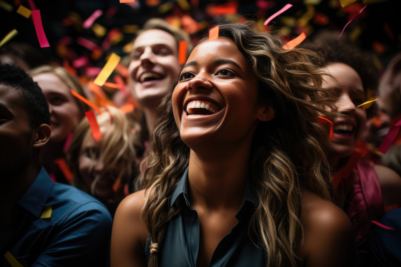 Employees radiate joy during award presentation, recognition and reward images