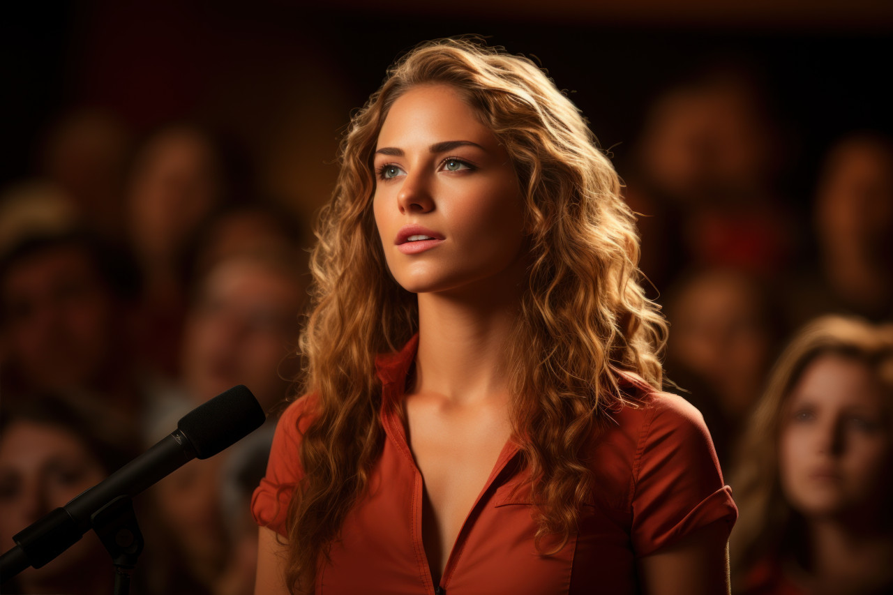 Female leader motivates team with a powerful speech after receiving award, employee appreciation day images