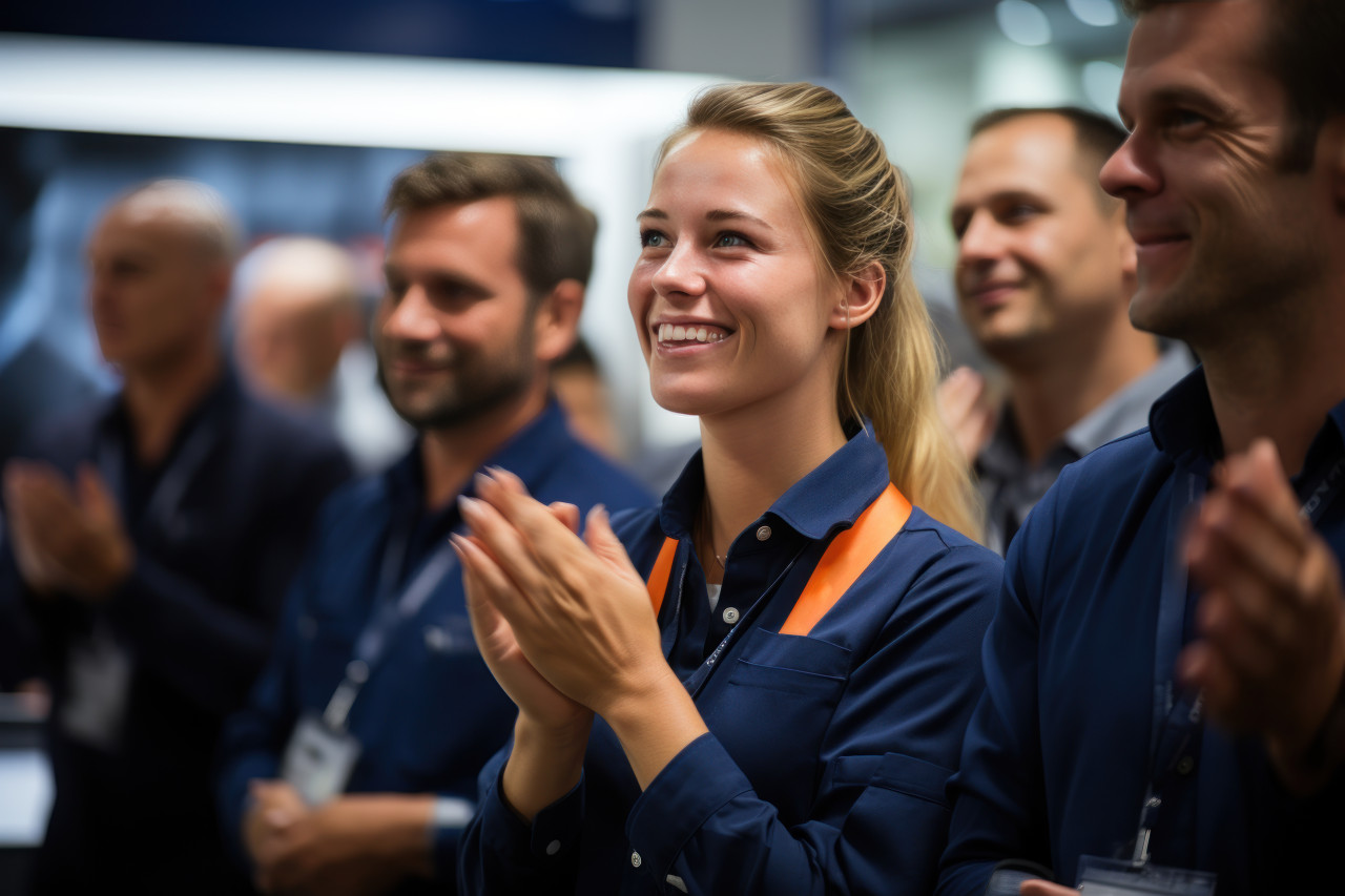 Employee receives prestigious award at formal ceremony, recognition and reward images