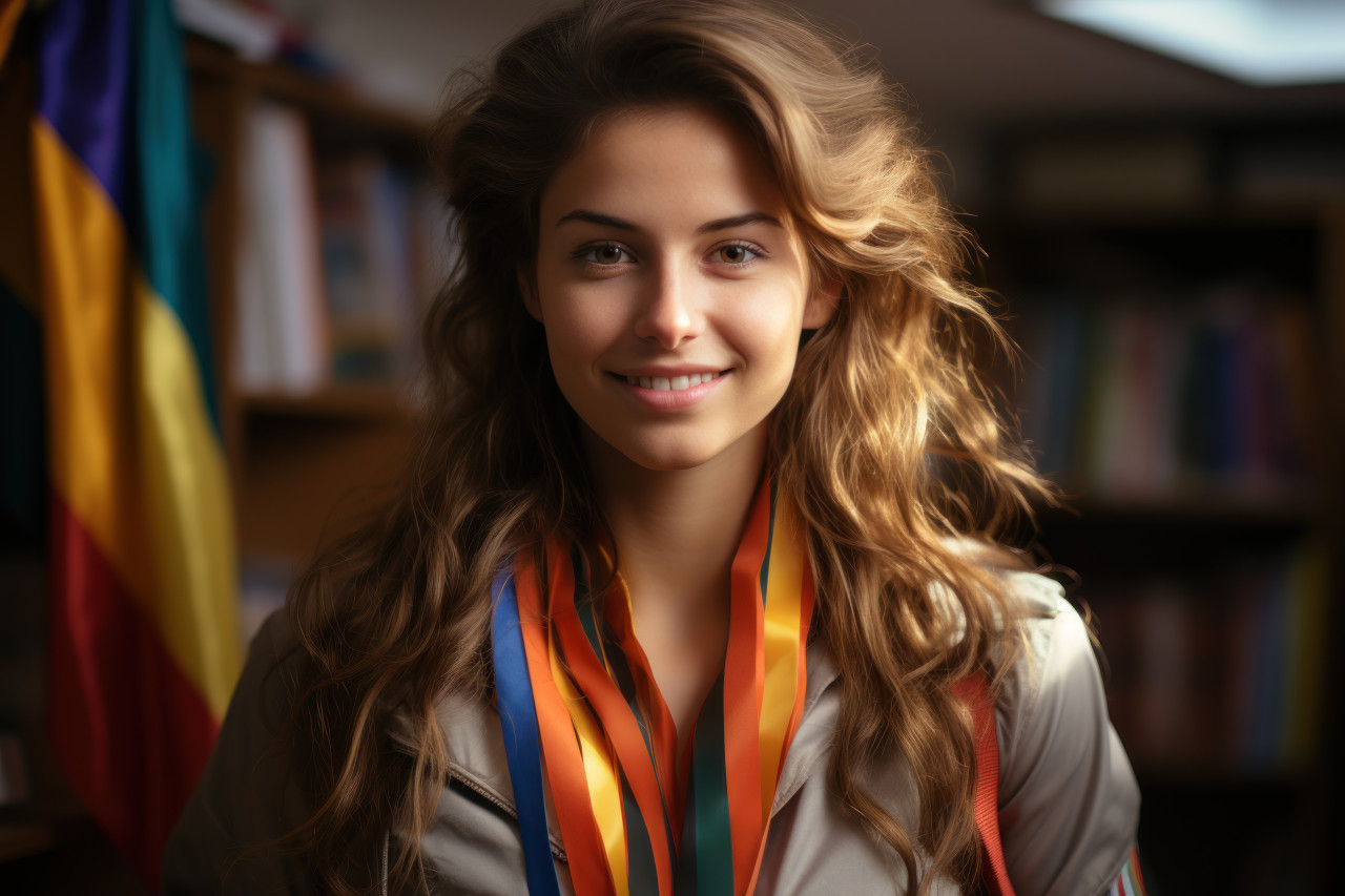 Employee showcases medal in virtual team gathering, employee recognition images