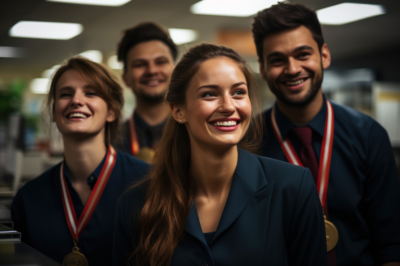 Medals add a competitive edge to employee board game night, employee recognition images