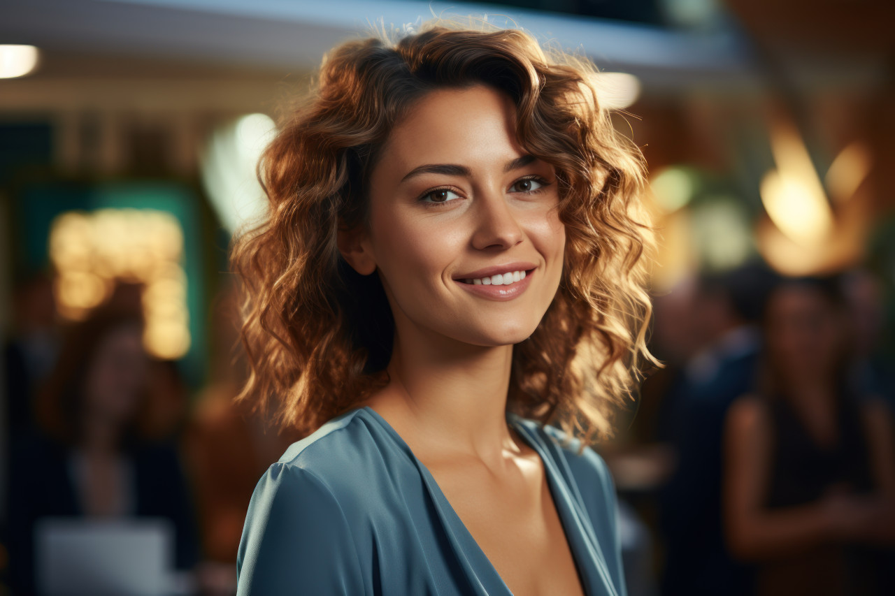 Award presentation to woman amidst company cruise celebrations, recognition and reward images