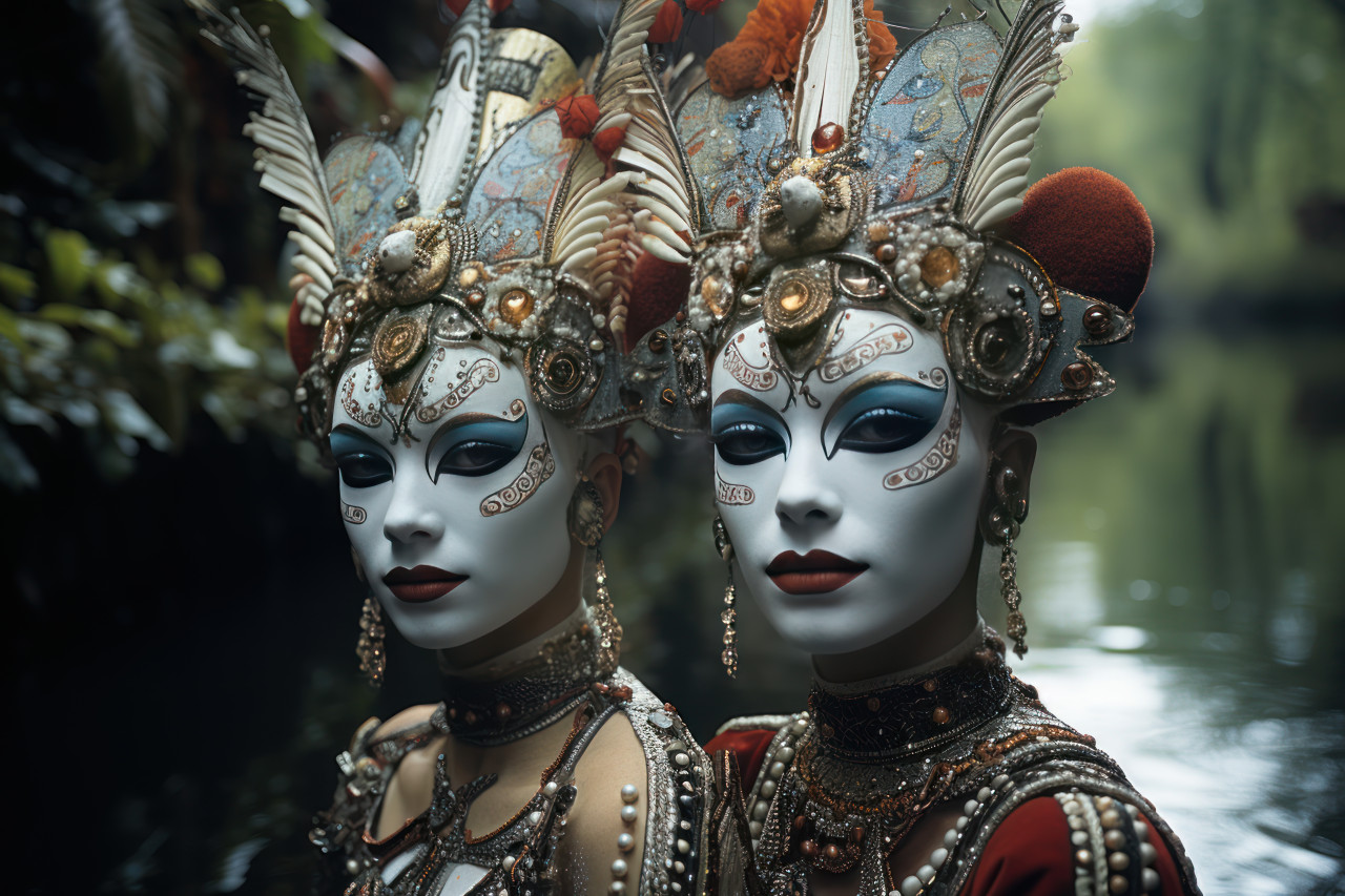Ancient traditions in contemporary carnival costumes, festive carnival photos