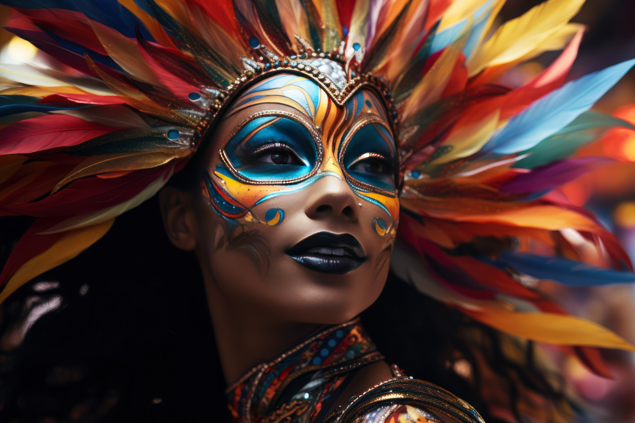 Carnival masked man in time lapse light, carnival festival pictures