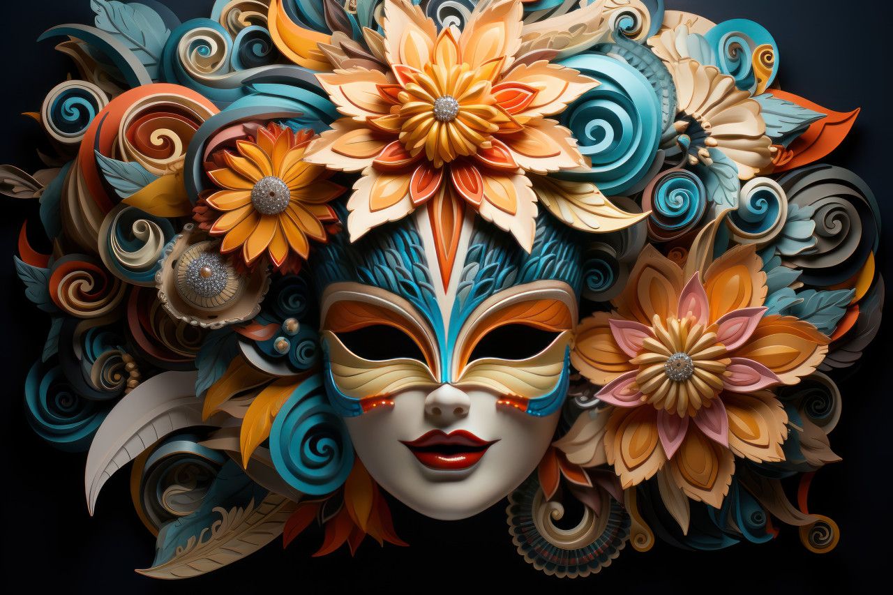 Carnival funfare masks as lively prizes for playful games, festive carnival photos