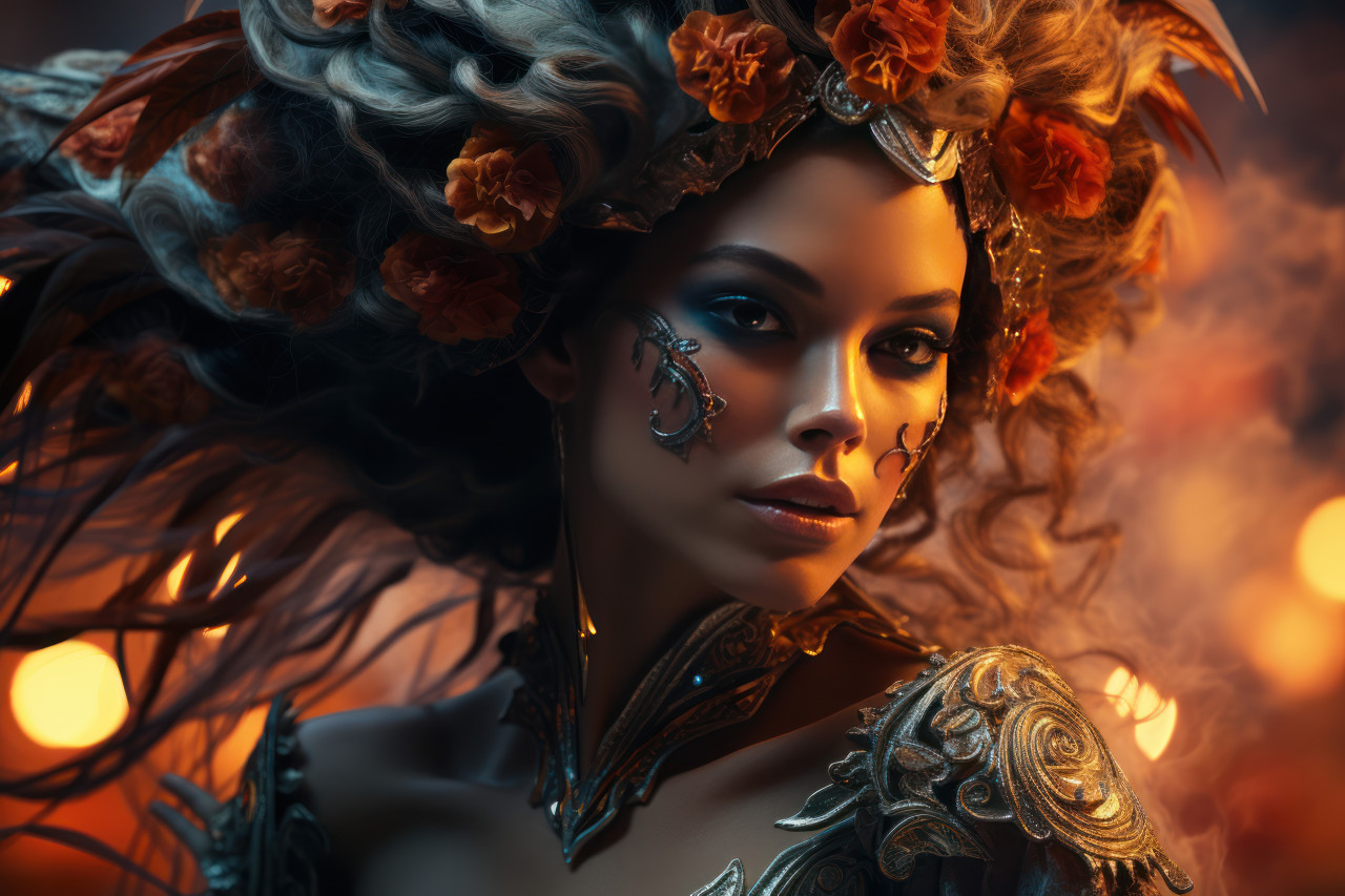 Venetian carnival costume enhancing dazzling, colorful carnival images