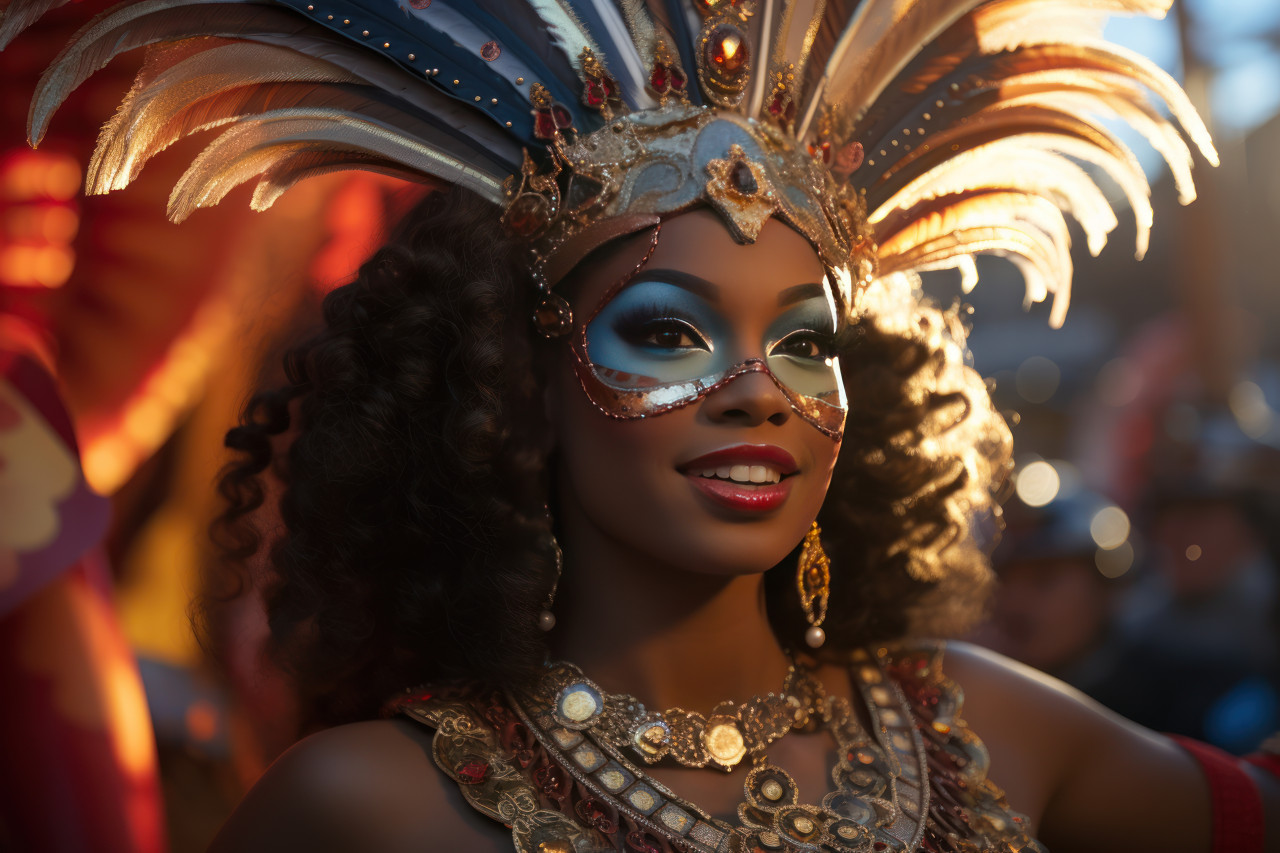 Carnival floats graceful in golden hour parade, carnival festival pictures