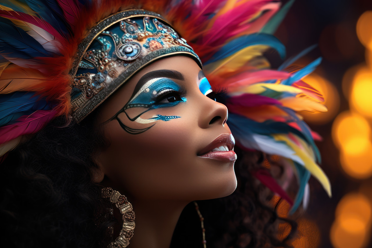 Carnival magic woman admiring night sky amidst firework, festive carnival photos