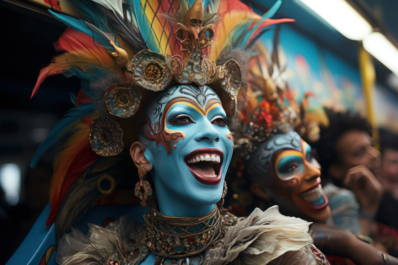 Gothic carnival transformed attendees into mystical gargoyles, festive carnival photos