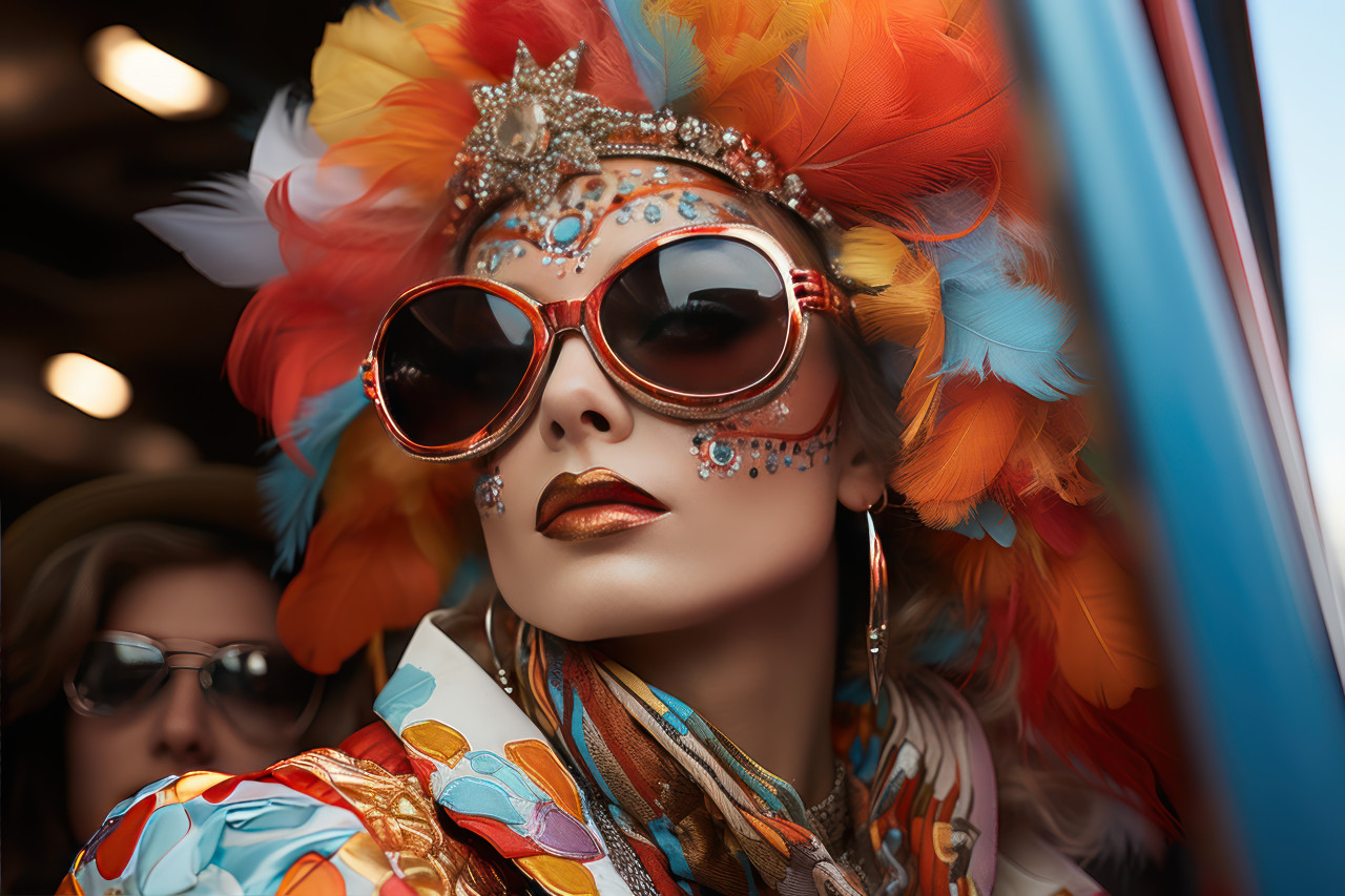 Vibrant carnival daring fashion, colorful carnival images